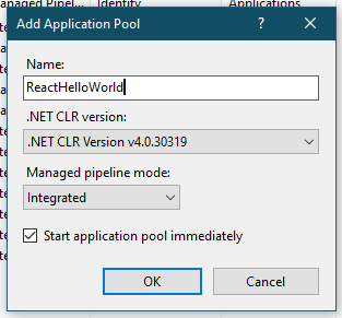Name of the Application pool
