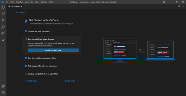 getting started with VS code