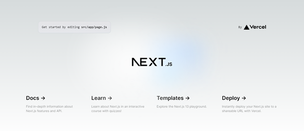 home page of next.js app